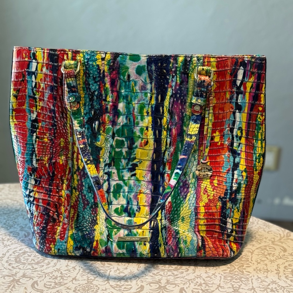 Brahmin Vibrant Multicolor Embossed Tote
